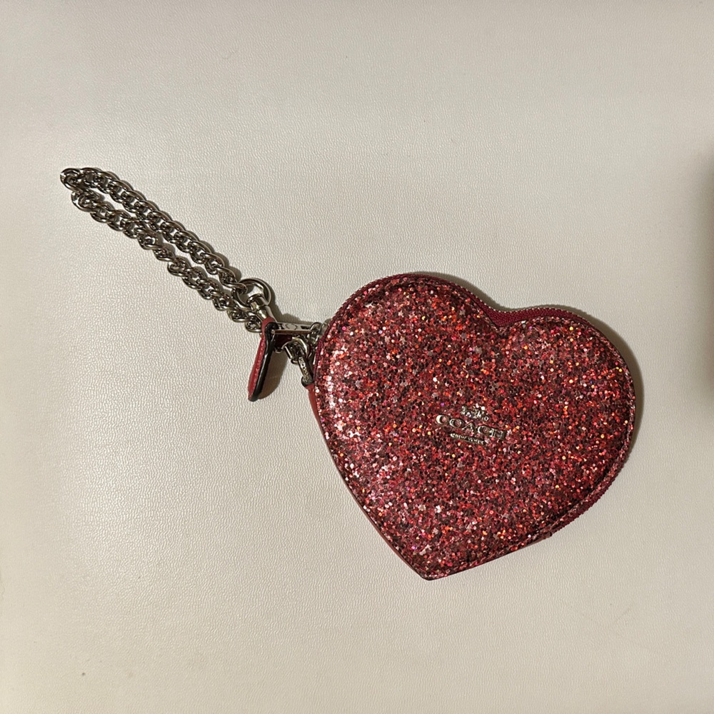 Coach Glitter Heart-Shaped Wristlet